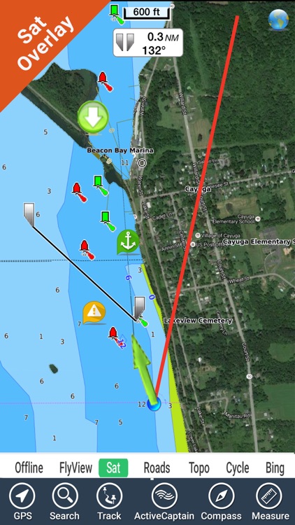 Cayuga - Seneca Lakes New York HD GPS fishing map