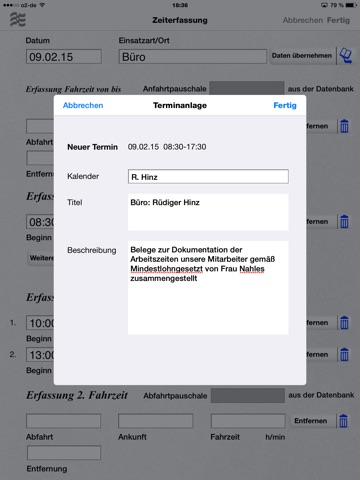 MEiAPPS Zeitnachweis screenshot 2