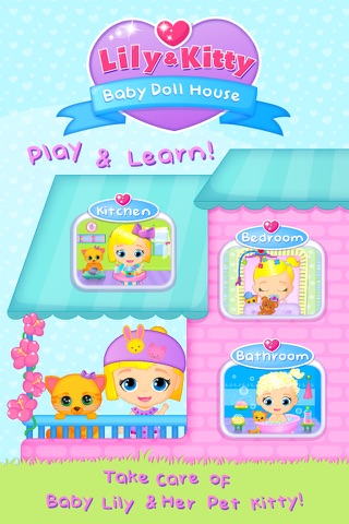 Lily & Kitty Baby Doll House - Little Girl & Cute Kitten Care - No Ads screenshot 4