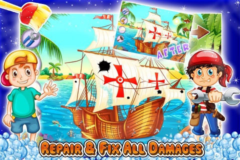 Kids Ship Wash Salon – Cleanup & repair pirate ships in this crazy mechanic game screenshot 3