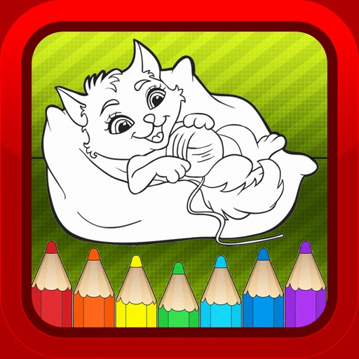 Cute Cat Kids Coloring Book Page - Learning Game for Toddlers Icon