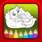 Cute Cat Kids Coloring Book Page - Learning Game for Toddlers