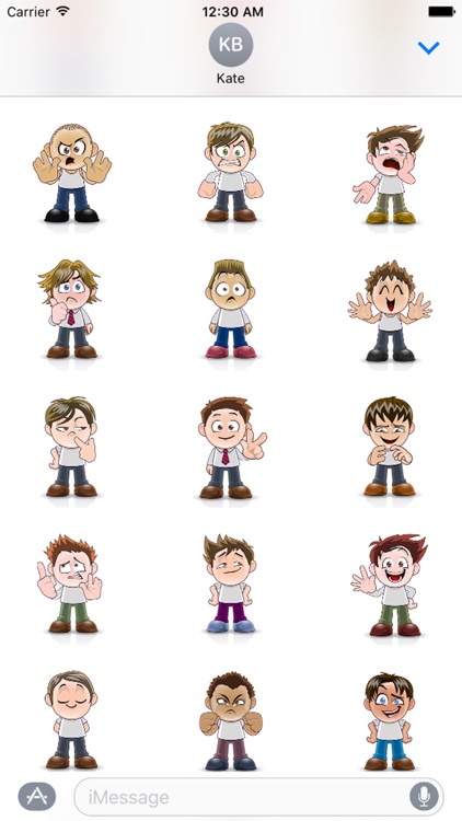 Male Manga Face Stickers Pack for iMessage