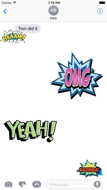 OMG Bazinga Comic Book Speech Bubbles Stickers