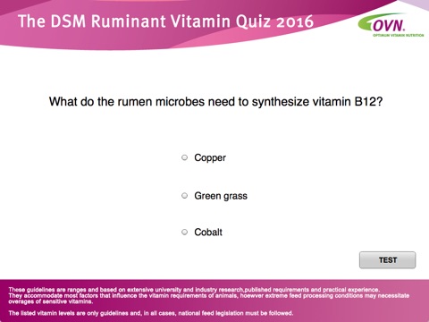 DSM Ruminants Vitamin Quiz screenshot 2