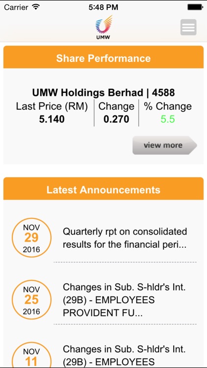 UMW Holdings Berhad Investor Relations