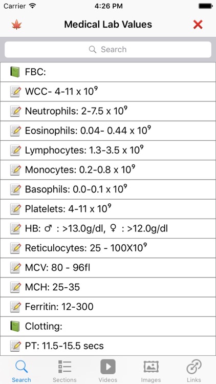Medical Lab Values