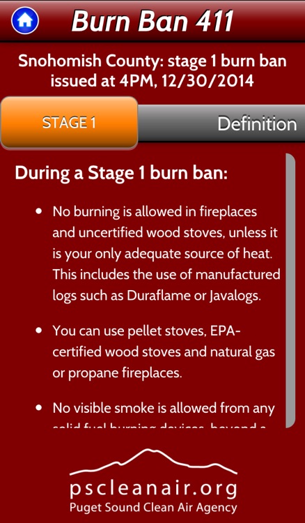 Burn Ban 411 - Real-time air quality burn ban status