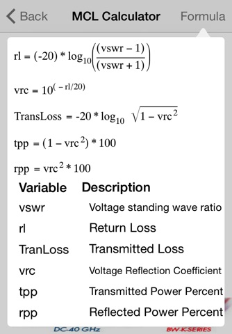 Mini-Circuits RF Calculator screenshot 3