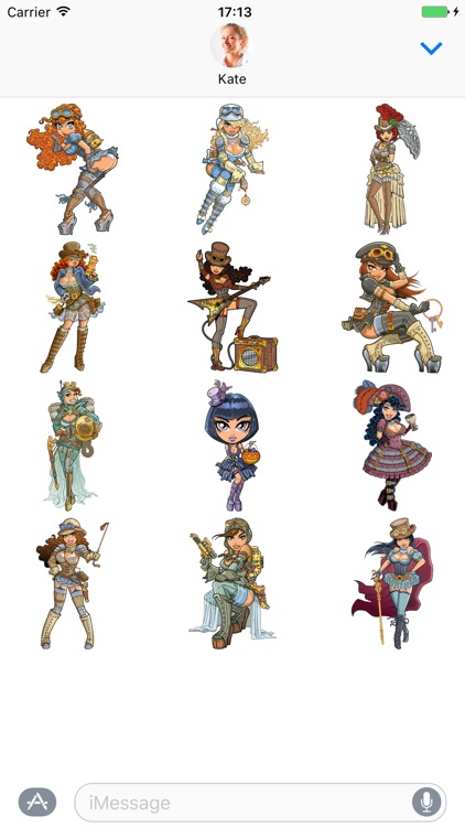 Steampunk girls stickers for iMessage