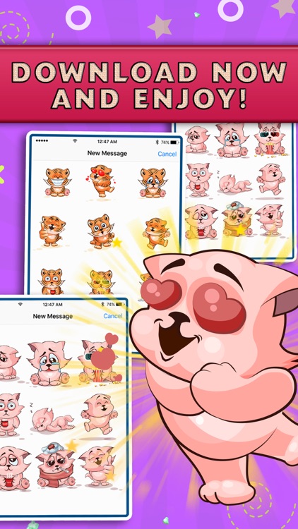 Feline Sticker Pack for iMessage - Tiger & Kitty