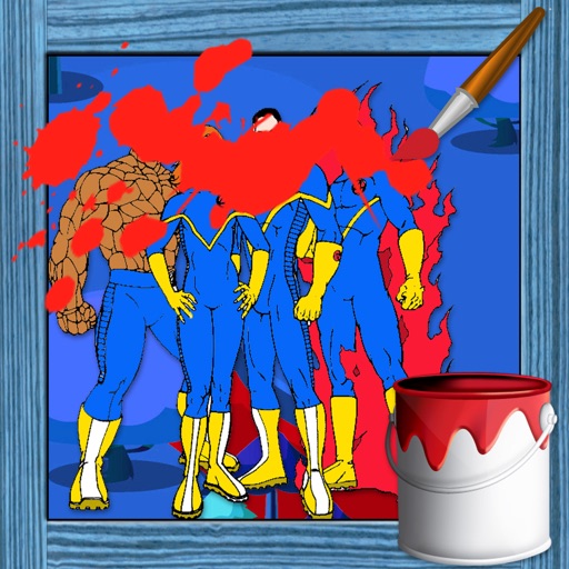 Coloring Page For Kids Game Fantastic Four Version iOS App
