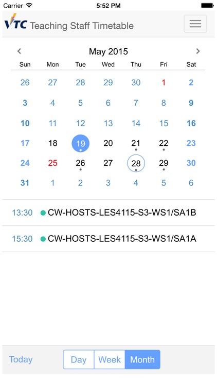 VTC Teaching Staff Timetable