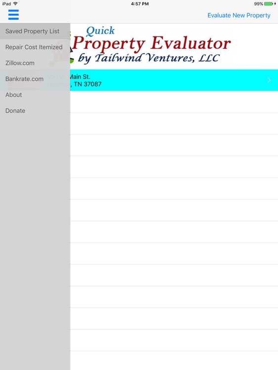 Quick Property Evaluator for iPad