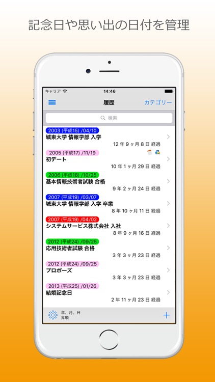 履歴や記念日を管理するアプリ - My History -