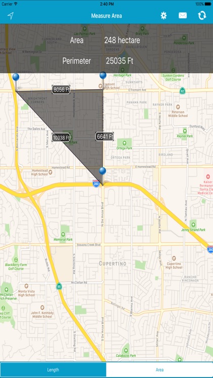 Area & Length Measuring on Map