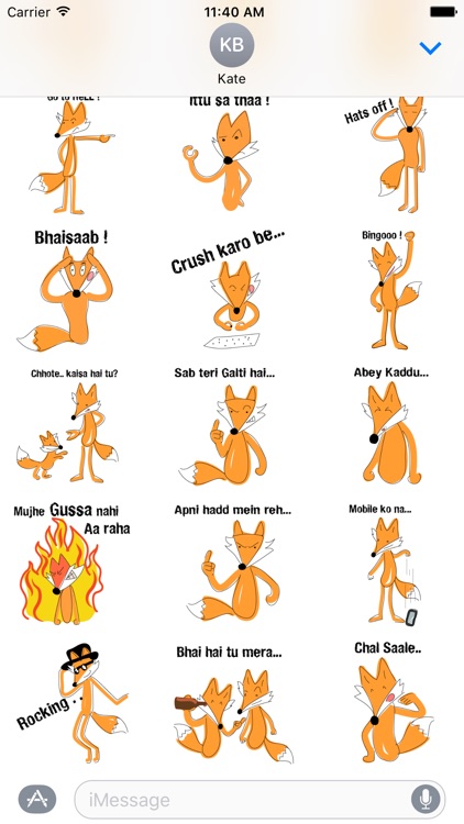 Fox Expressions friendship Indian desi stickers