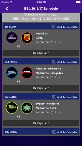 Game screenshot BBL T20 2016/2017 Fixtures,Schedule,Live Score apk