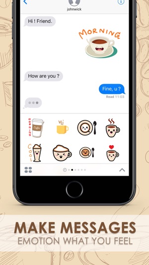 Coffee Emoji Stickers Keyboard Themes ChatStick(圖2)-速報App