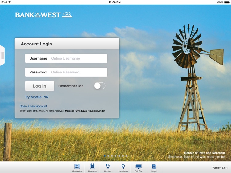 Bank of the West Mobile Banking iPad App