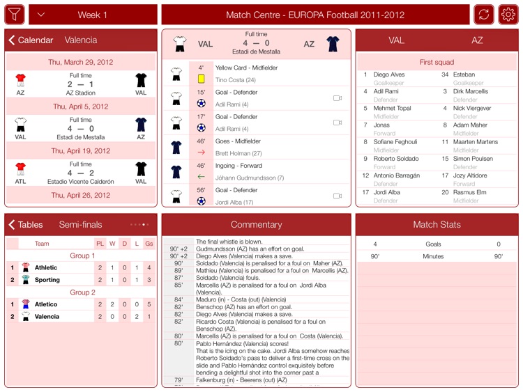 EUROPA Football 2011-2012 - Match Centre