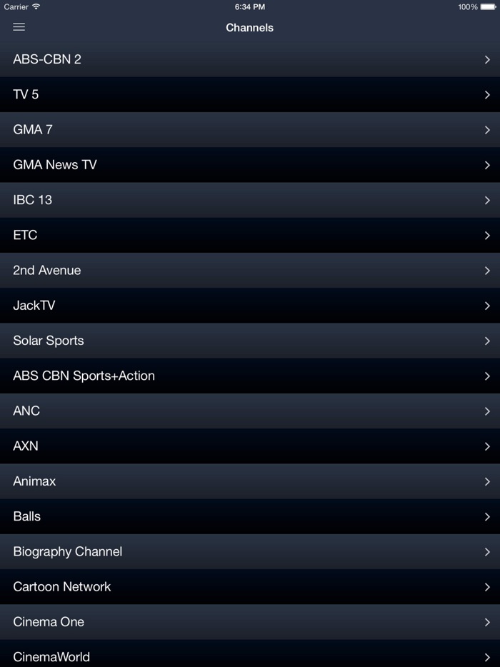 Pilipinas TV Guide iPad bersyon