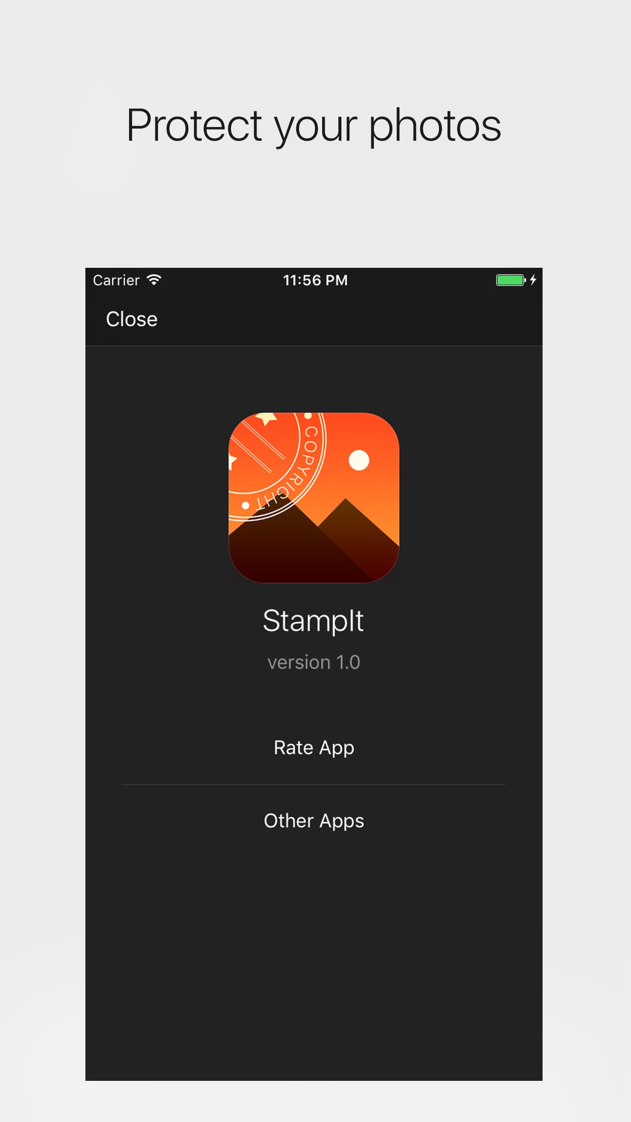 Screenshot do app StampIt - add watermark and copyright to photos