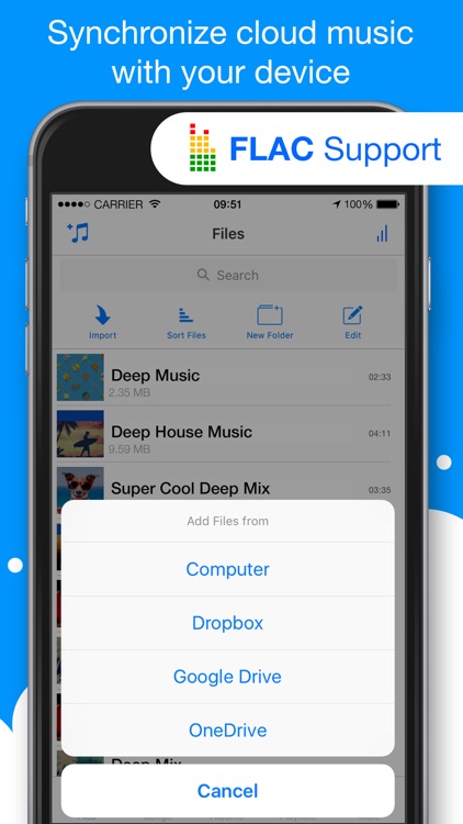 Musicloud - MP3 and FLAC Music Player for Cloud Platforms.