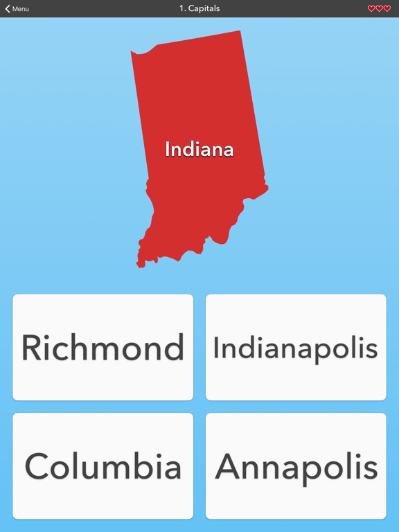 50 States And Capitals Map Quiz