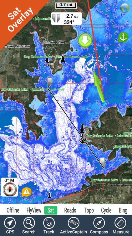 Ray Roberts Lake Texas GPS fishing spot & chart