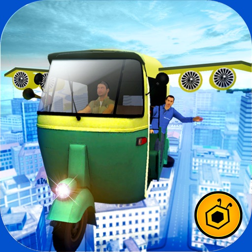 Futuristic Flying tuk tuk rickshaw simulator 3D Icon
