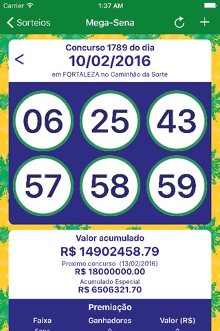 Sorteios Brasil Loterias NoAd screenshot 4