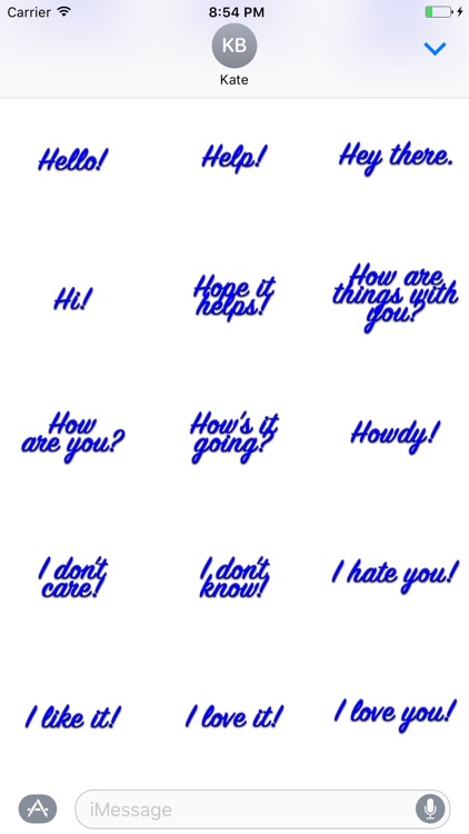 Expressions Dark Blue Stickers for iMessage