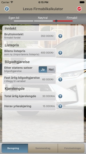Lexus Firmabilkalkulator Norge