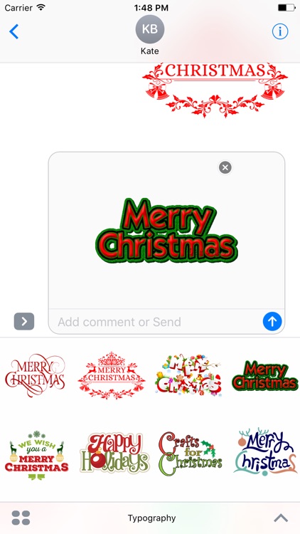 Merry Christmas Wish Typography Stickers