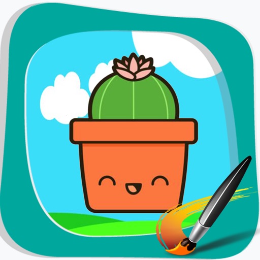 Saguaro Cactus Cartoon Coloring Version Icon