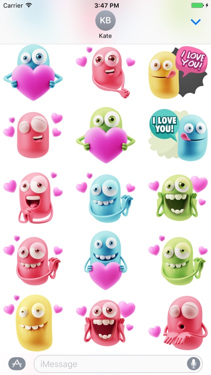 3D Love Colourful Stickers for iMessage