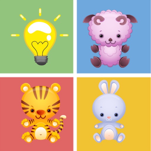 Animals matching game for kids preschool doodle Icon