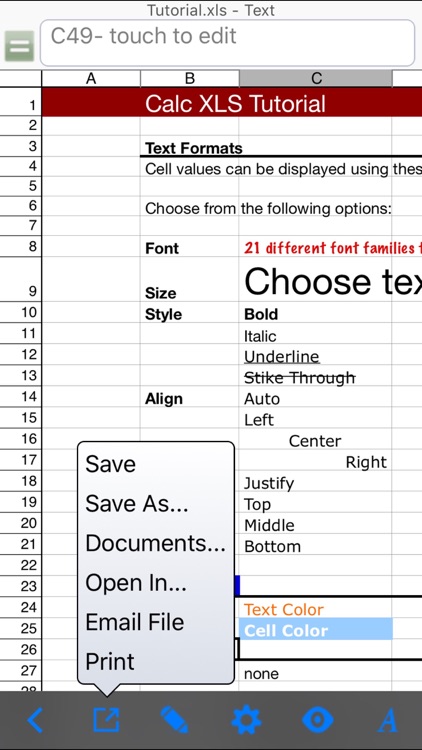 Calc XLS Spreadsheet