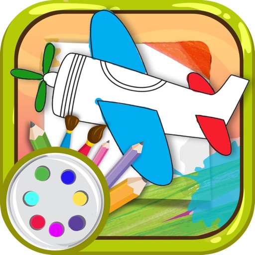 Coloring Book Line Art Airplane For Kids Game iOS App