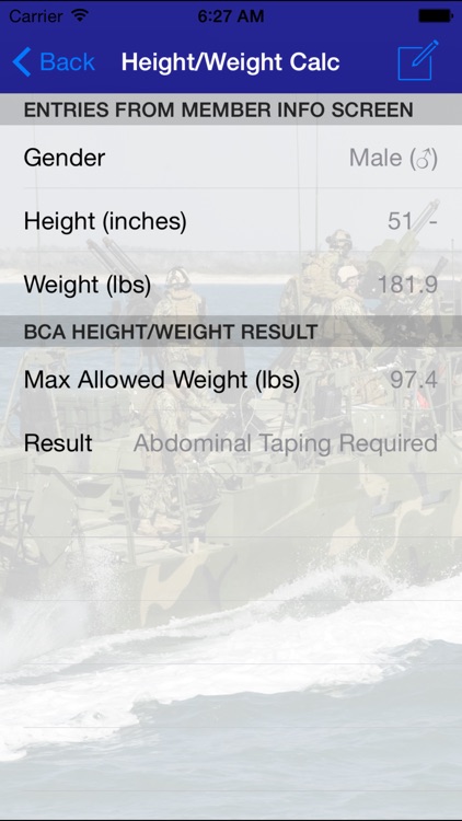 Navy PFA Calc