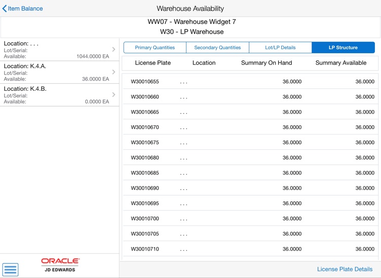 Warehouse Availability Tablet for JDE E1 screenshot-3