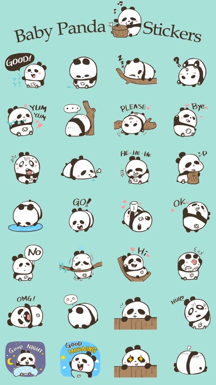 Cute Panda Stickers Pack for iMessage - Baby Panda