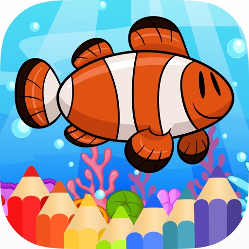 Ocean Animals Coloring Book for Children HD Icon