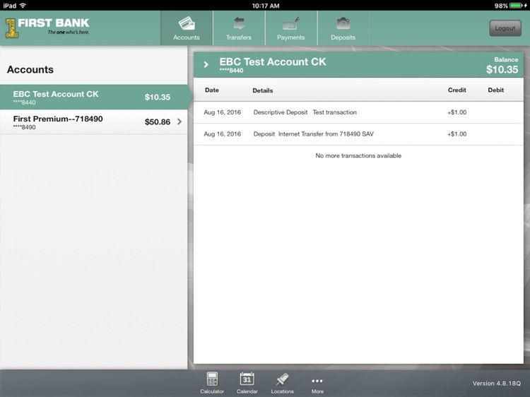 First Bank – Tablet Banking