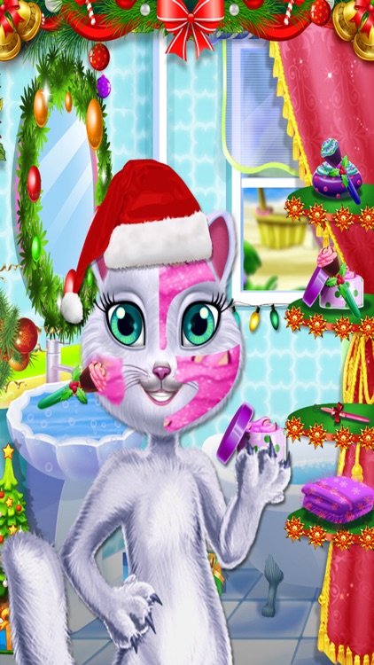 Christmas Kitty Spa Salon - Cat Beauty Care Salon