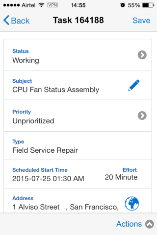 Скриншот из Oracle Mobile Field Service