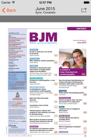 British Journal of Midwifery screenshot 2