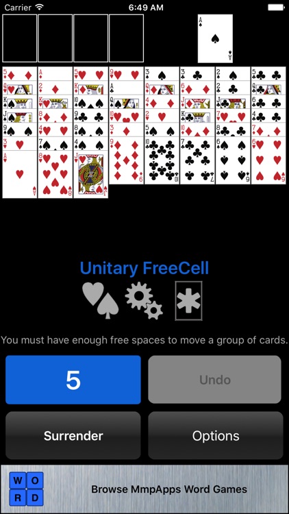 Unitary FreeCell Solitaire