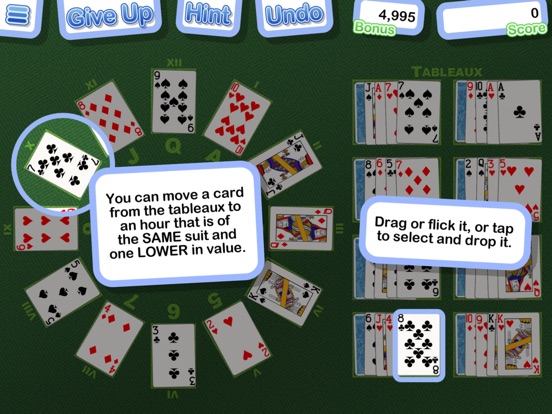 Clock solitaire setup